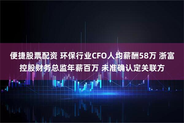 便捷股票配资 环保行业CFO人均薪酬58万 浙富控股财务总监年薪百万 未准确认定关联方